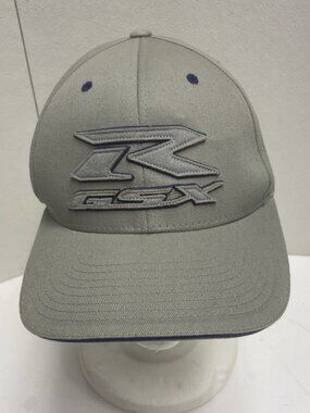 Vintage Suzuki GSX R Fitted Hat Flexfit Size L / XL Racing Motorcycle Gray Blue